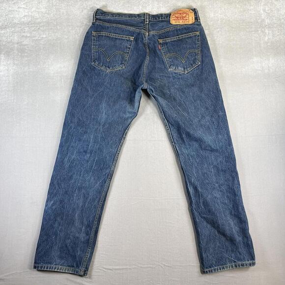 Levis 501 XX Jeans Mens 34x31* Blue Dark Wash Straight Leg American Denim 2000s - Picture 5 of 10